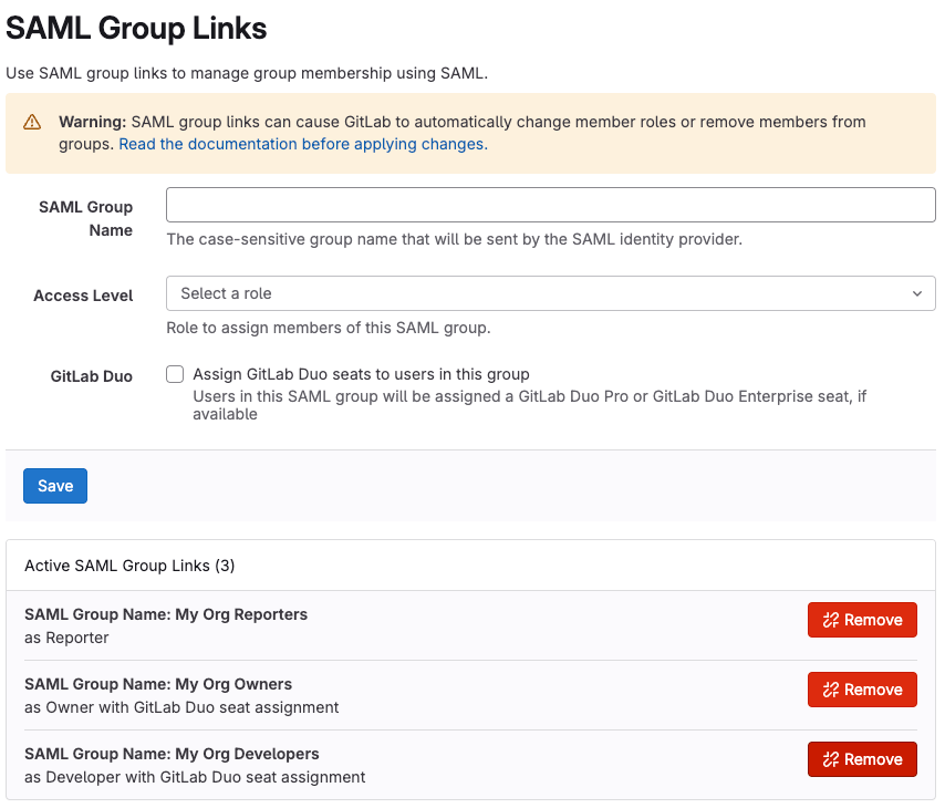 SAML Group Links